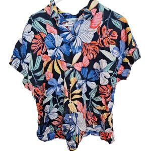 Tommy Bahama Shirt Hawaiian Shirt Linen Shirt Women Floral Top Women Summer Top